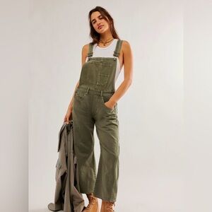 We The Free Sage Green Women's Denim Overalls